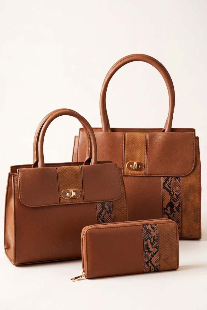 Womens Structured Snake Print Shoulder Bag