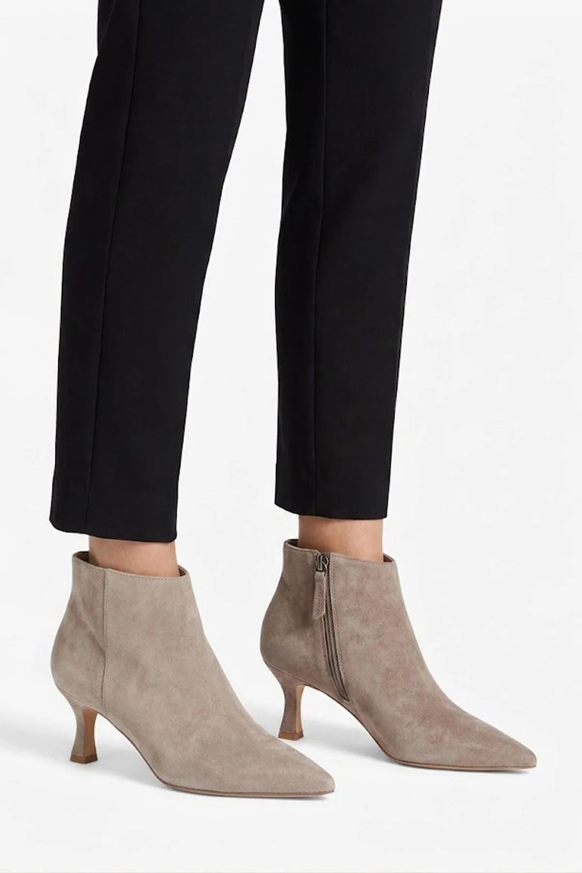 Womens Suede Pointed Toe Ankle Boots