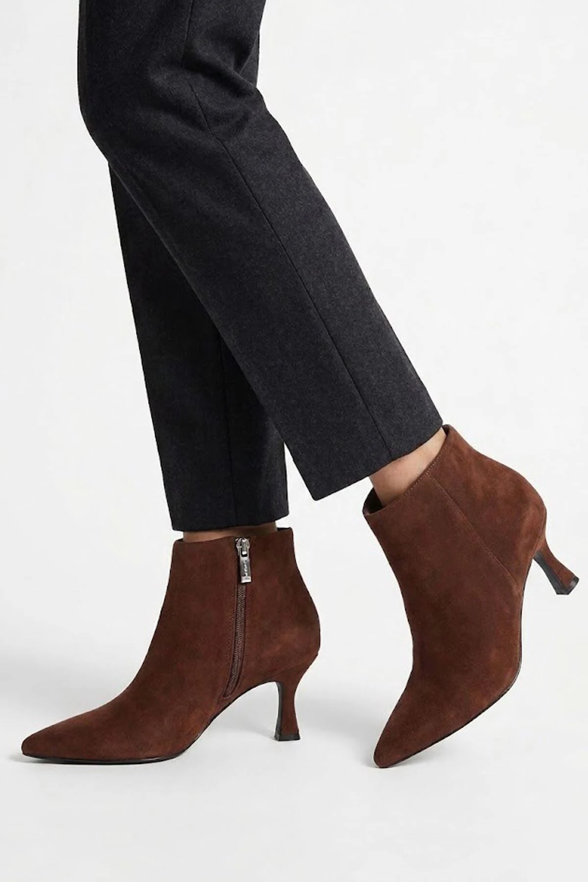 Womens Suede Pointed Toe Ankle Boots