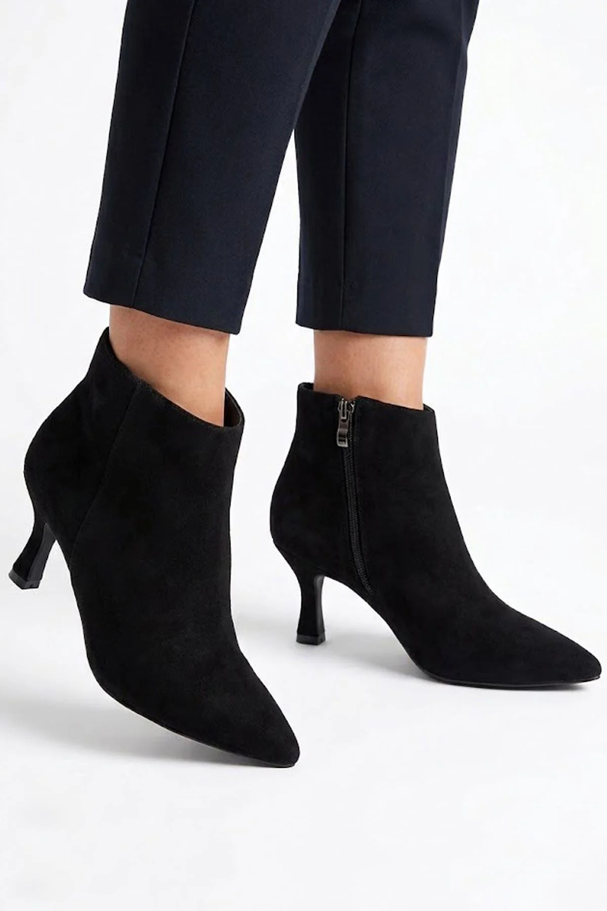 Womens Suede Pointed Toe Ankle Boots