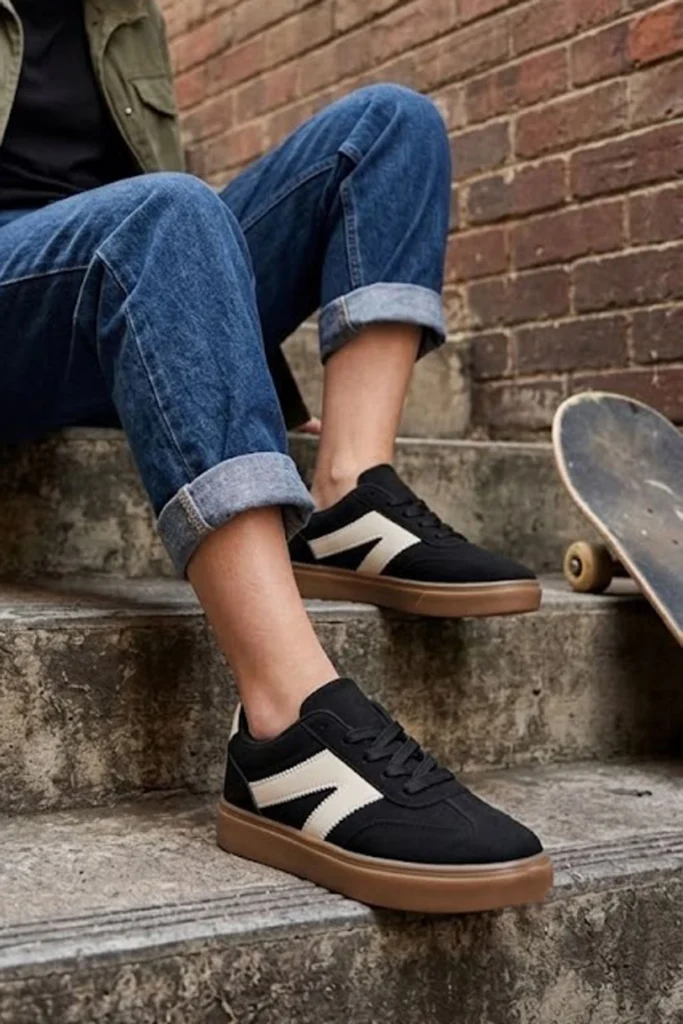 Womens Suede Style Contrast Stripe Trainers