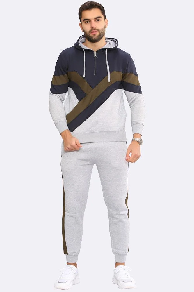 Y Panelled Mens Fleece Tracksuit with Hoodie