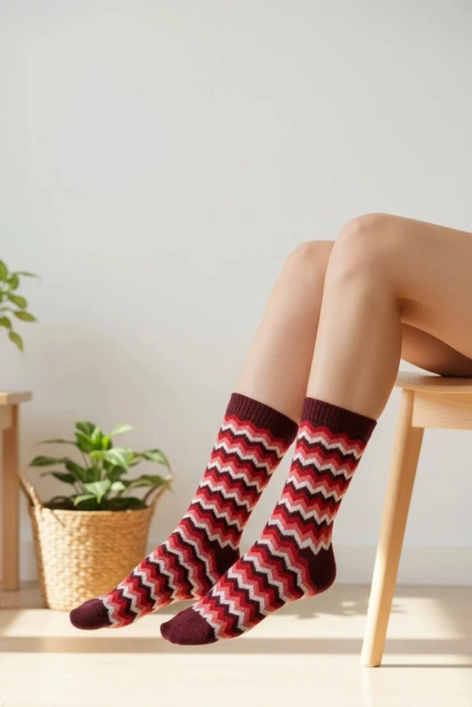 Zigzag Pattern Womens Crew Socks