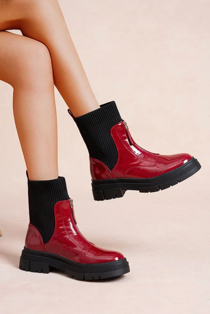Zip Fastening Chunky Anckle Shoes